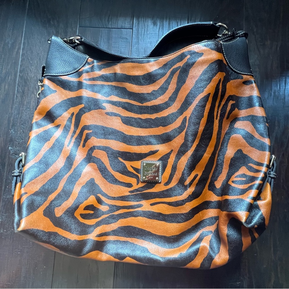 VTG Dooney & Bourke Bengal Tiger / Zebra Animal Print Hobo Bag